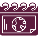 Calendar page with a globe icon.